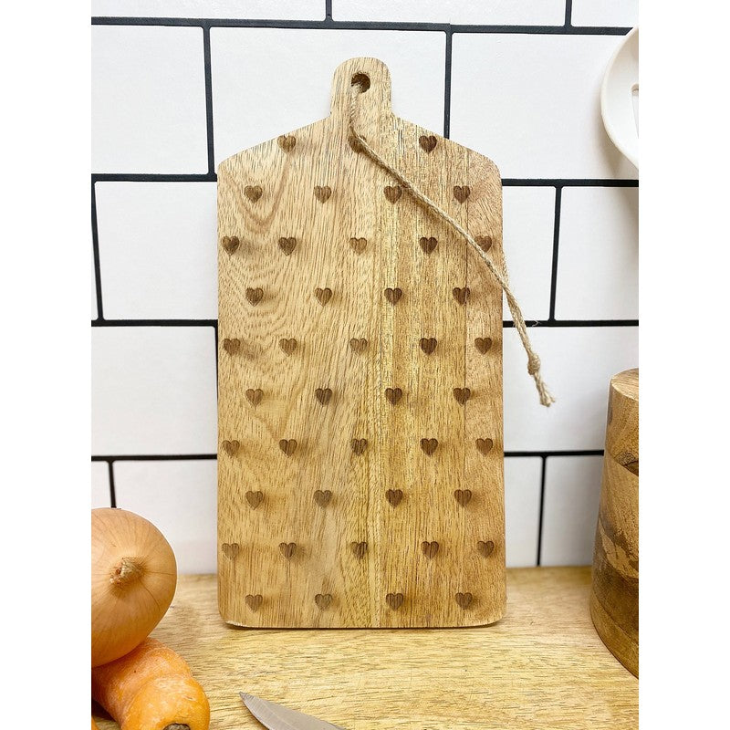 Scarthingwell Chopping Board Wood with Heart Pattern - 30cm