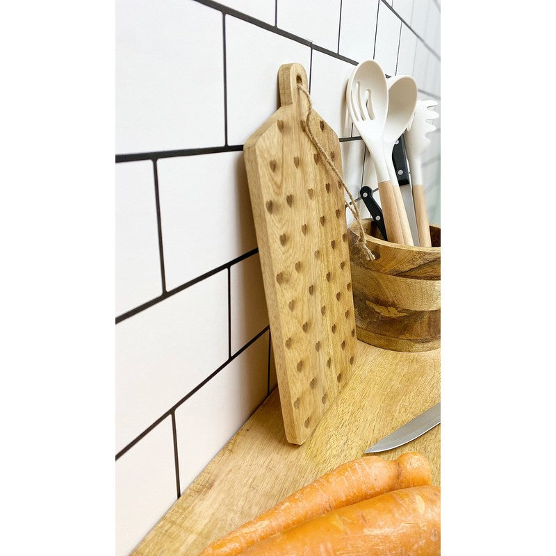 Scarthingwell Chopping Board Wood with Heart Pattern - 30cm