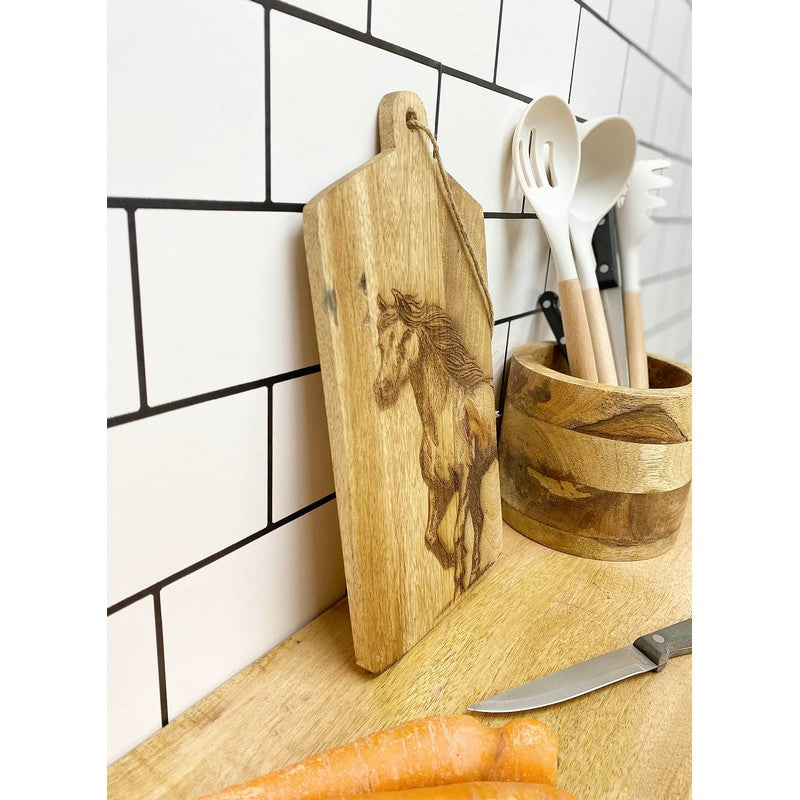 Scarthingwell Chopping Board Wood with Horse Pattern - 30cm