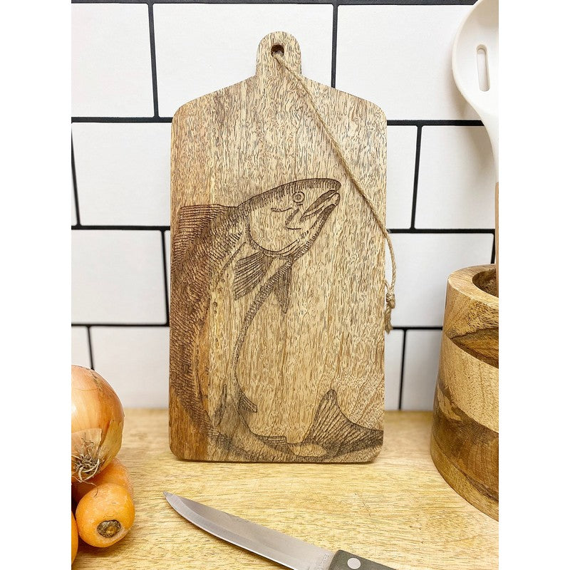 Scarthingwell Chopping Board Wood with Salmon Pattern - 30cm