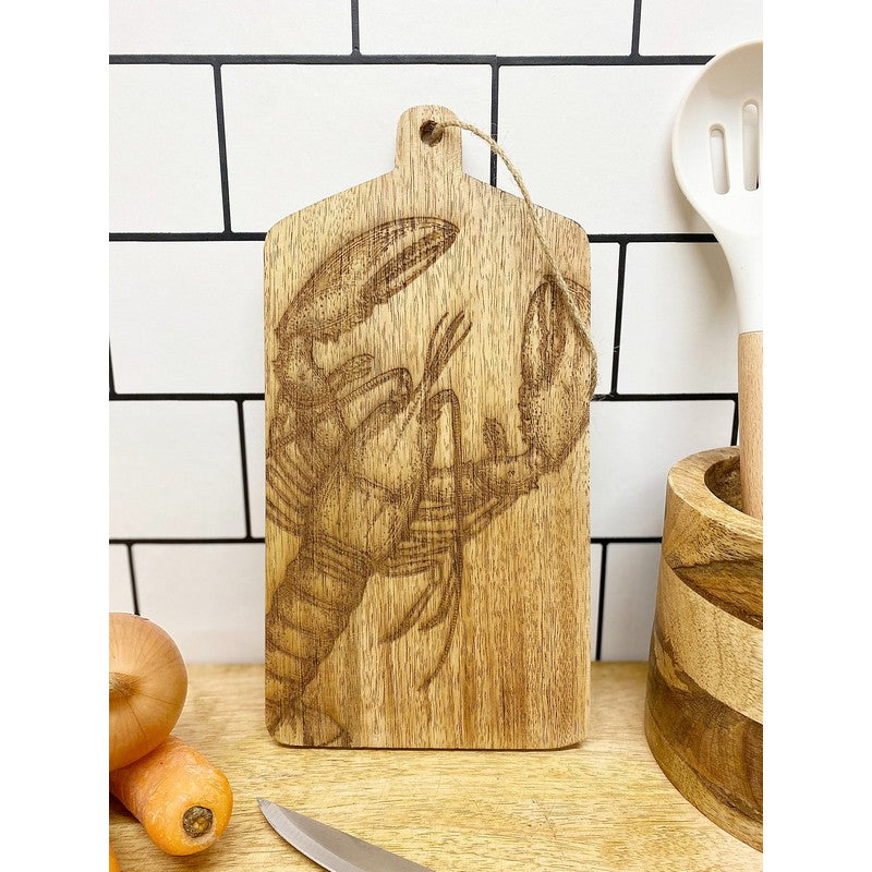 Chopping Board Wood with Lobster Pattern - 30cm