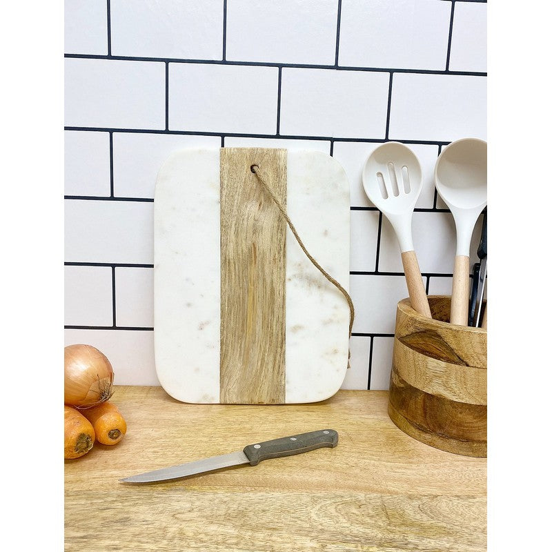 Scarthingwell Chopping Board Marble & Wood White - 30cm