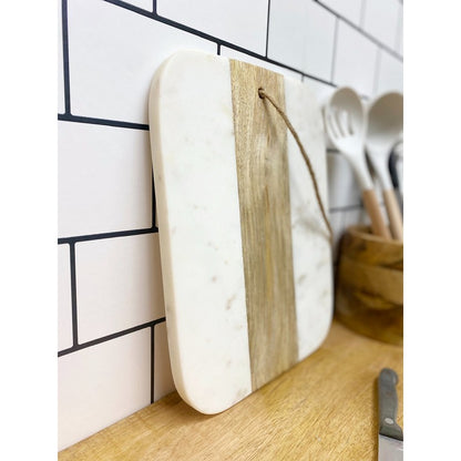 Scarthingwell Chopping Board Marble & Wood White - 30cm