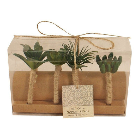 Scarthingwell 4x Succulent Napkin Ring Jute - 9cm