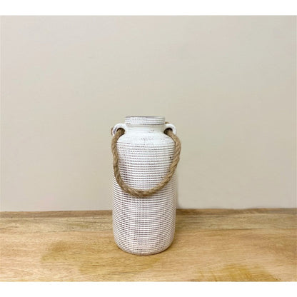 Scarthingwell Vase Stoneware White with Ribbed Pattern - 27cm