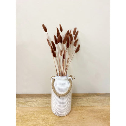 Scarthingwell Vase Stoneware White with Ribbed Pattern - 20cm