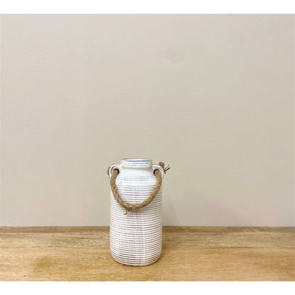 Scarthingwell Vase Stoneware White with Ribbed Pattern - 20cm