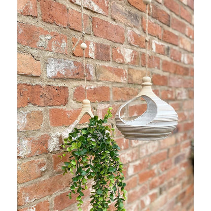 Scarthingwell 2x Planter Sandstone Grey with Striped Pattern Hanging - 16.5cm