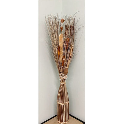 Twisted Stem Vase With Dried Brown & Cream Flowers