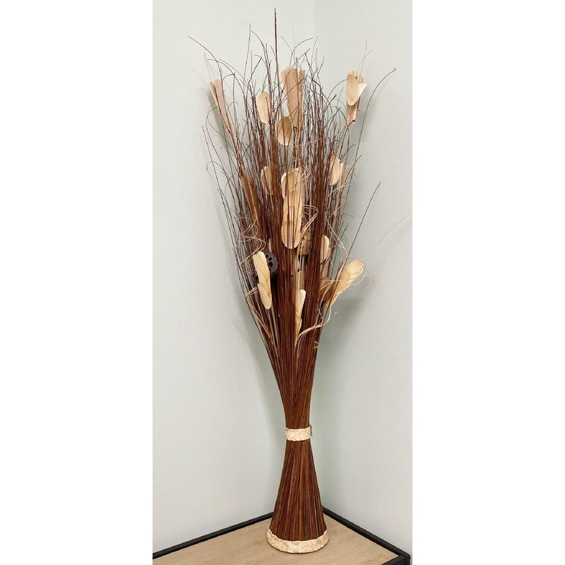 Geko Twisted Stem Vase With Dried Dark Brown & Cream Flowers