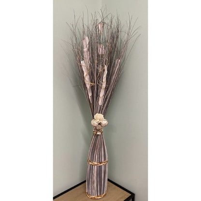 Twisted Stem Vase With Dried Blue Grey & Cream Flowers