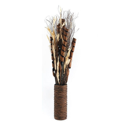 Geko Assorted Leaves & Grasses In A Woven Brown Pot 100cm