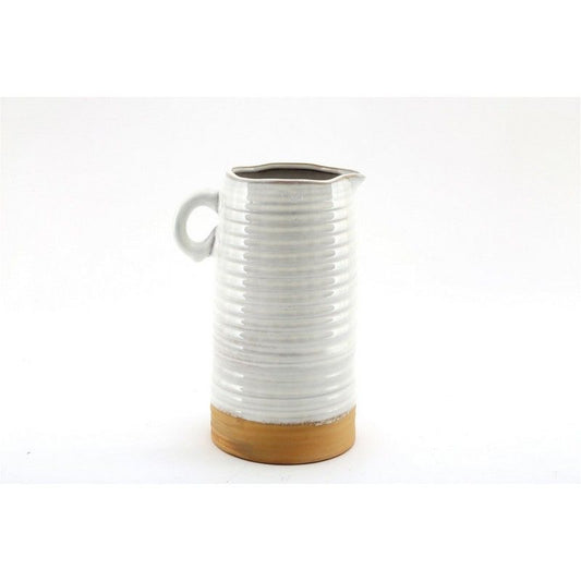 Scarthingwell Jug Ceramic White with Ribbed Pattern - 21cm