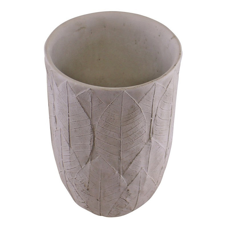 Scarthingwell Vase Cement with Embossed Leaf Pattern - 21.5cm