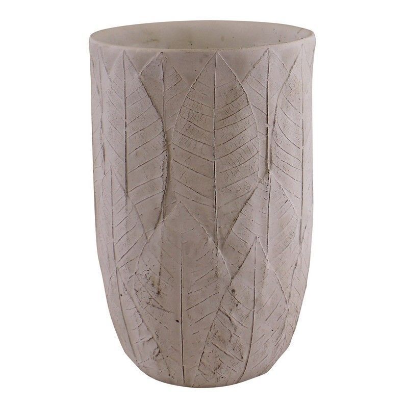 Scarthingwell Vase Cement with Embossed Leaf Pattern - 21.5cm