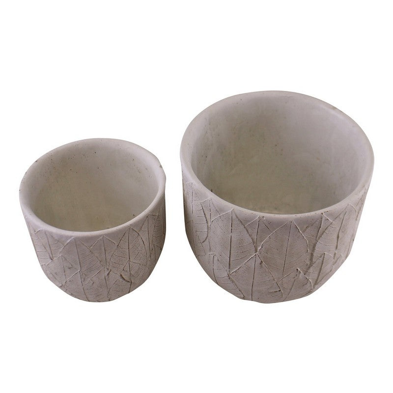 Scarthingwell 2x Planter Cement with Embossed Leaf Pattern