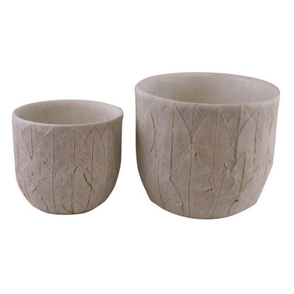 Scarthingwell 2x Planter Cement with Embossed Leaf Pattern