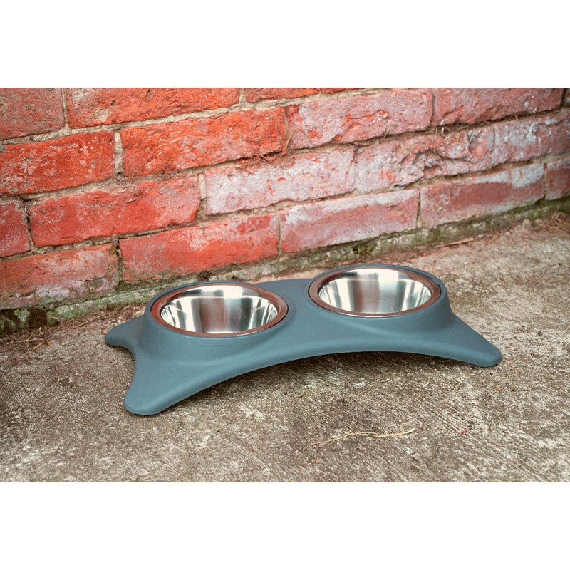 Geko 2 Pack Cat and Dog Bowl Grey Stainless Steel 1.8 Litres by Geko