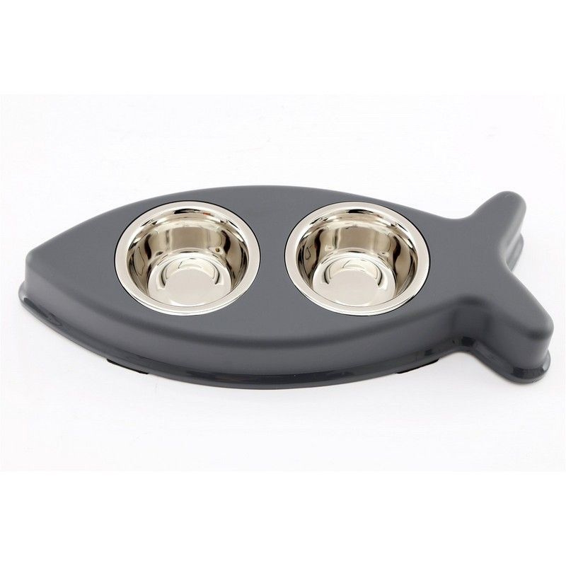 Geko 2 Pack Cat and Dog Bowl Grey Stainless Steel 0.4 ml by Geko