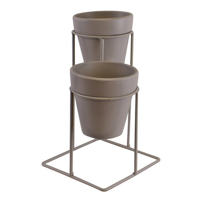 Scarthingwell 2x Planter Metal & Terracotta Grey - 25cm