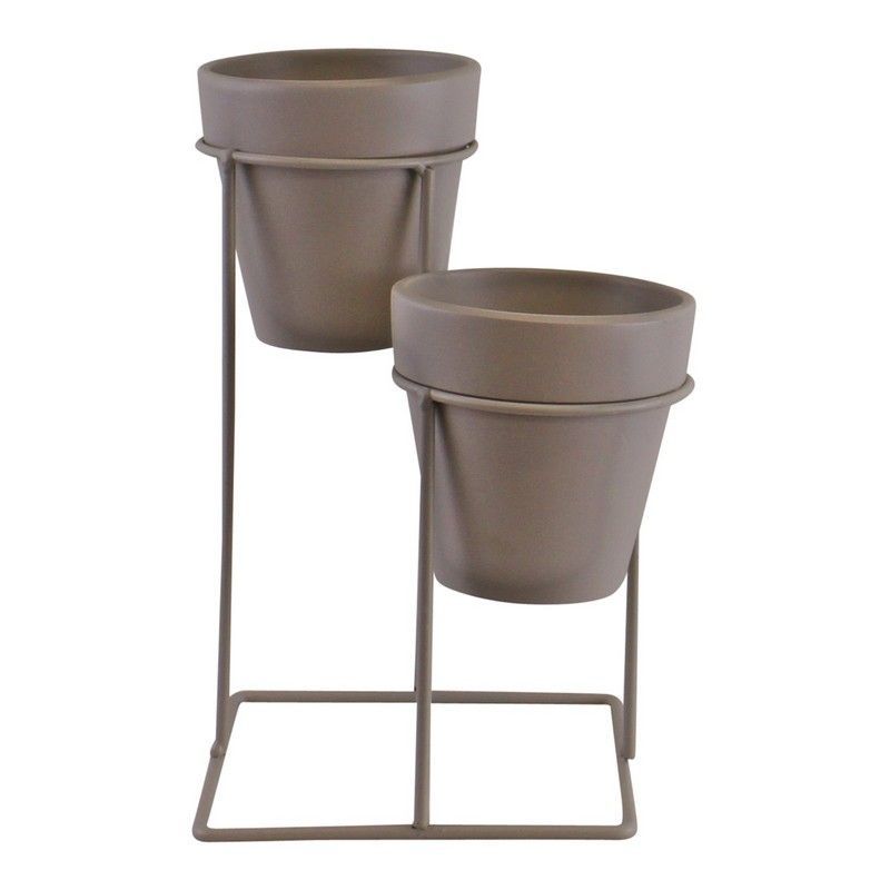 Scarthingwell 2x Planter Metal & Terracotta Grey - 25cm