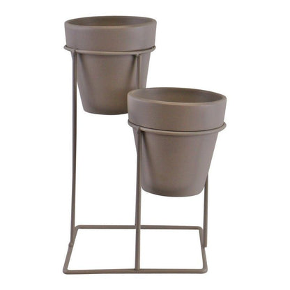 Scarthingwell 2x Planter Metal & Terracotta Grey - 25cm