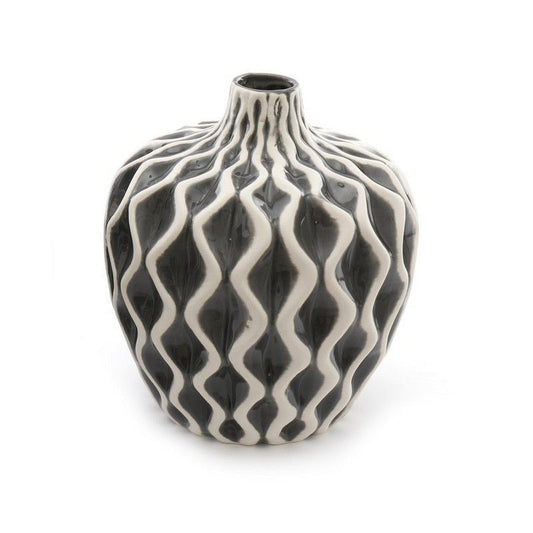 Scarthingwell Serenity Vase Ceramic Grey with Ripple Pattern - 20cm