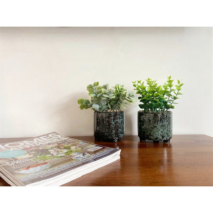 2x Faux Succulent Ceramic Dark Grey - 20cm