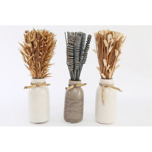 Geko Set Of Three Dried Deco In Vases