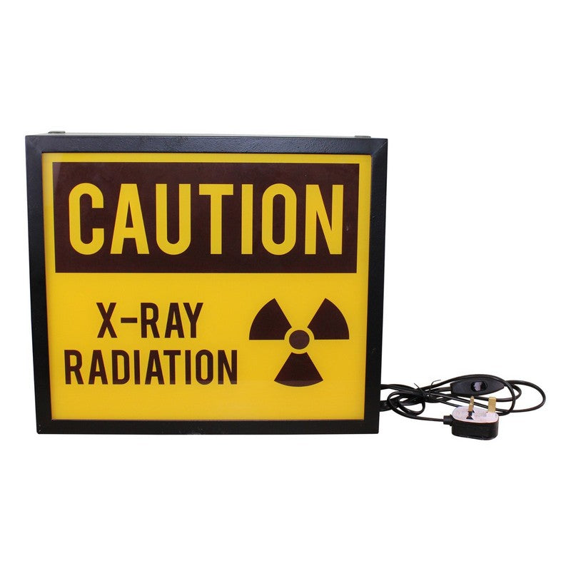 Caution X-Ray Radiation Lightbox Metal Yellow Wall Mounted Mains Powered - 36.5cm