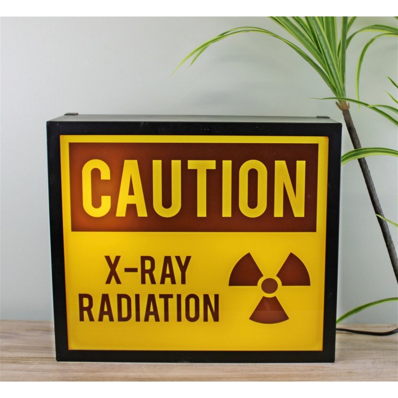 Caution X-Ray Radiation Lightbox Metal Yellow Wall Mounted Mains Powered - 36.5cm