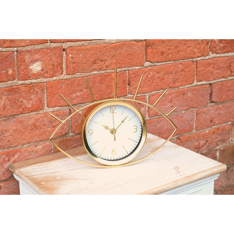 Scarthingwell Eye Clock Metal Gold Wall Mounted Battery Powered - 30cm