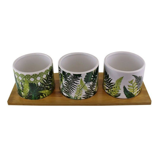 Scarthingwell Meze Set Ceramic & Wood White with Fern Pattern - 31cm