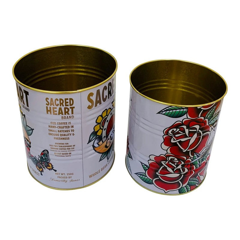 2 x Metal Tins - White & Gold