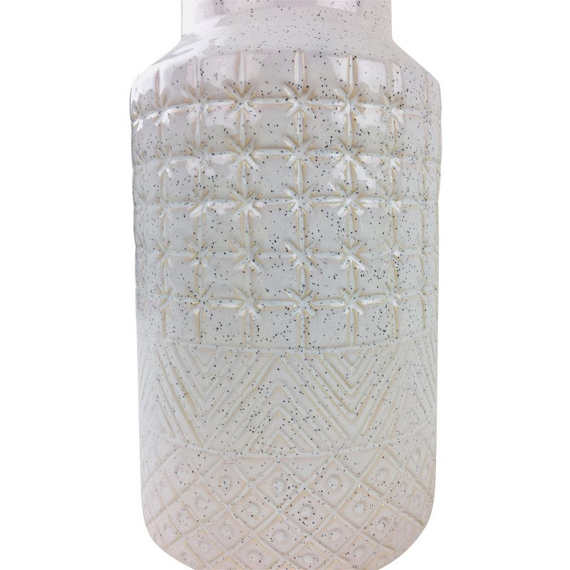 Scarthingwell Vase Stoneware White with Textured Pattern - 30cm