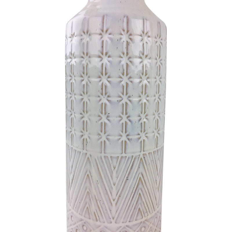 Scarthingwell Vase Stoneware White with Star Pattern - 44cm