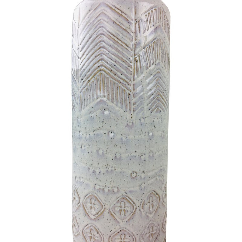 Scarthingwell Vase Stoneware White with Herringbone Pattern - 44cm