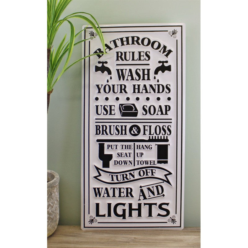 Scarthingwell Bathroom Rules Sign Metal Wall Mounted - 60cm