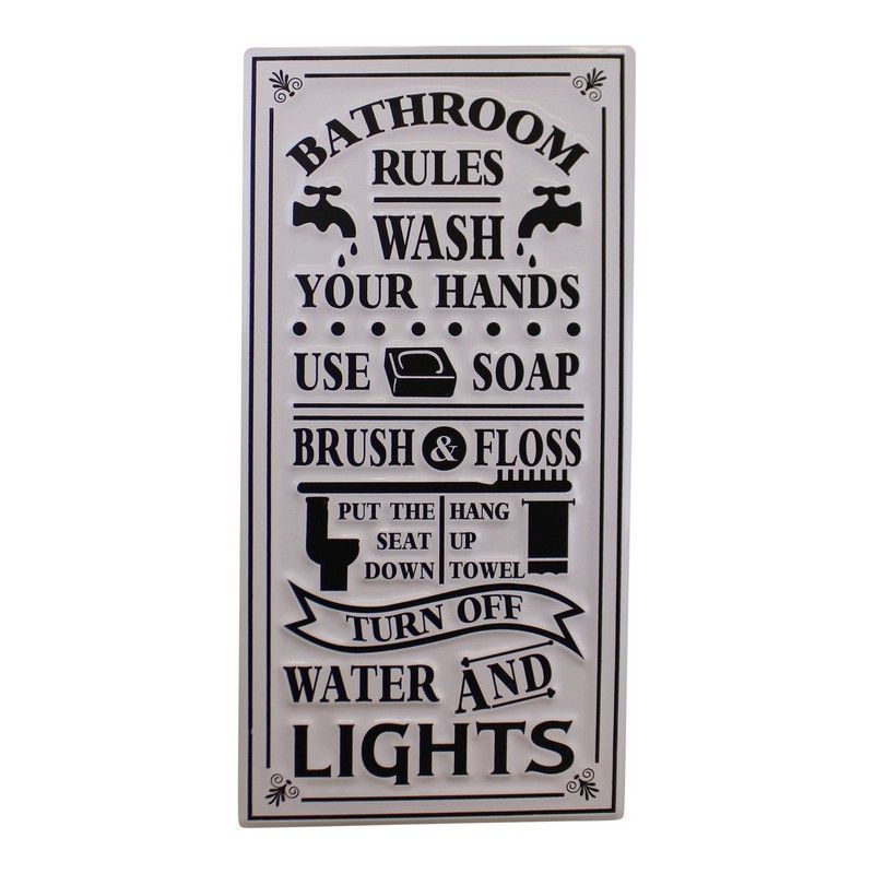 Scarthingwell Bathroom Rules Sign Metal Wall Mounted - 60cm