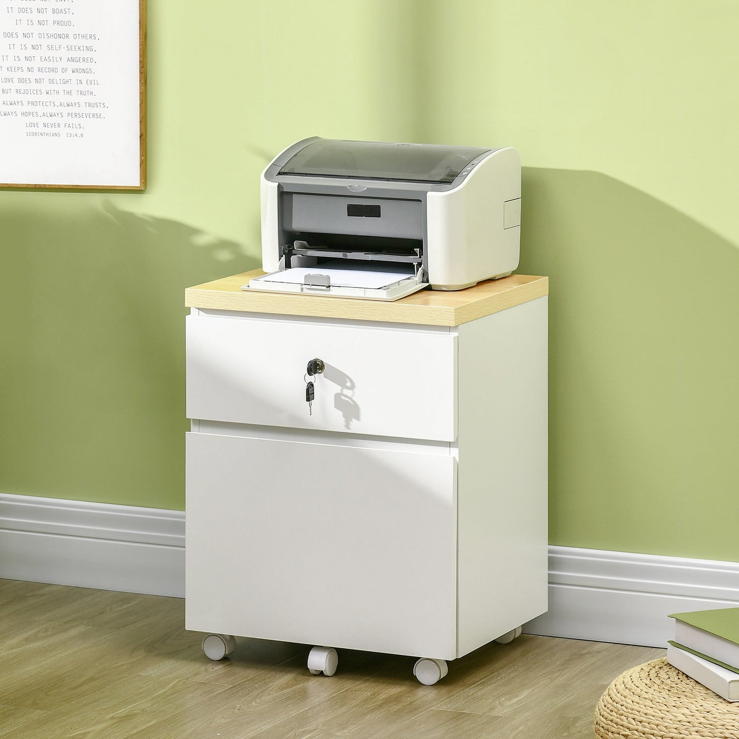 Vinsetto 2-Drawer Filing Cabinet with Lock