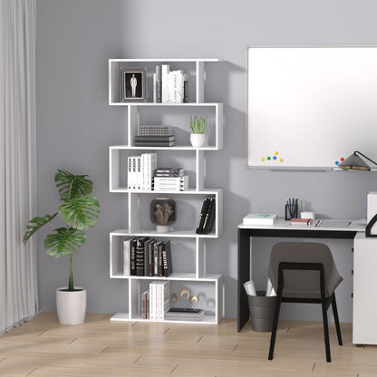 Particle Board 6-Tier Asymmetrical Shelving Unit White