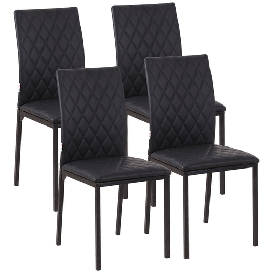 Modern Dining Chairs Upholstered Faux Leather Accent Chairs with Metal Legs for Kitchen