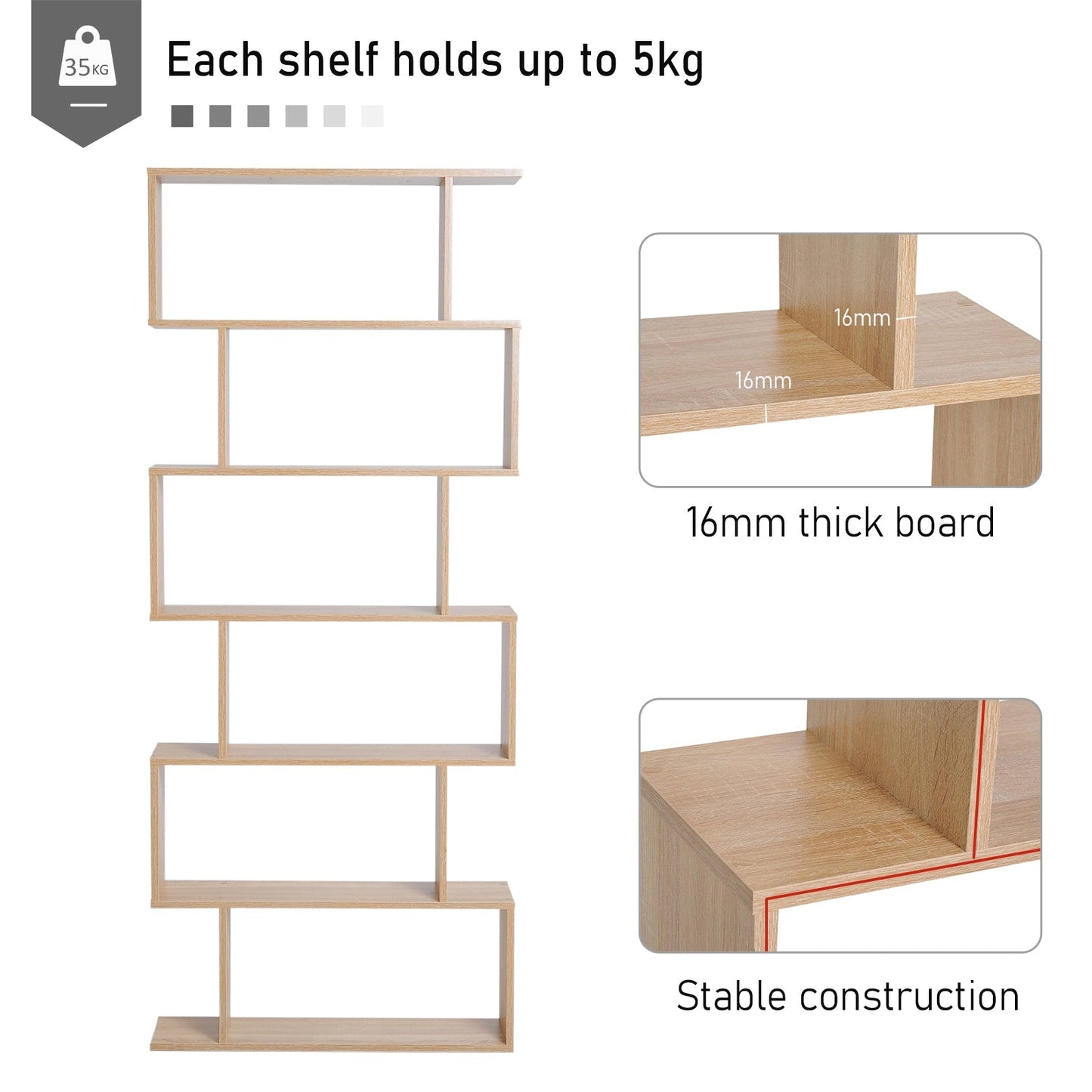 6-Tier S-Shaped Shelf Unit