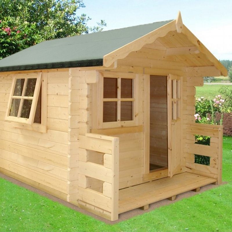 Shire Shire Salcey 5' 10" x 6' 11" Apex Children's Playhouse - Premium 28mm Cladding Log Clad