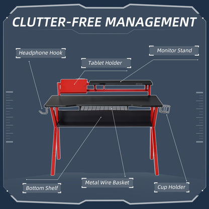 Gaming Desk Computer Table with Monitor Stand