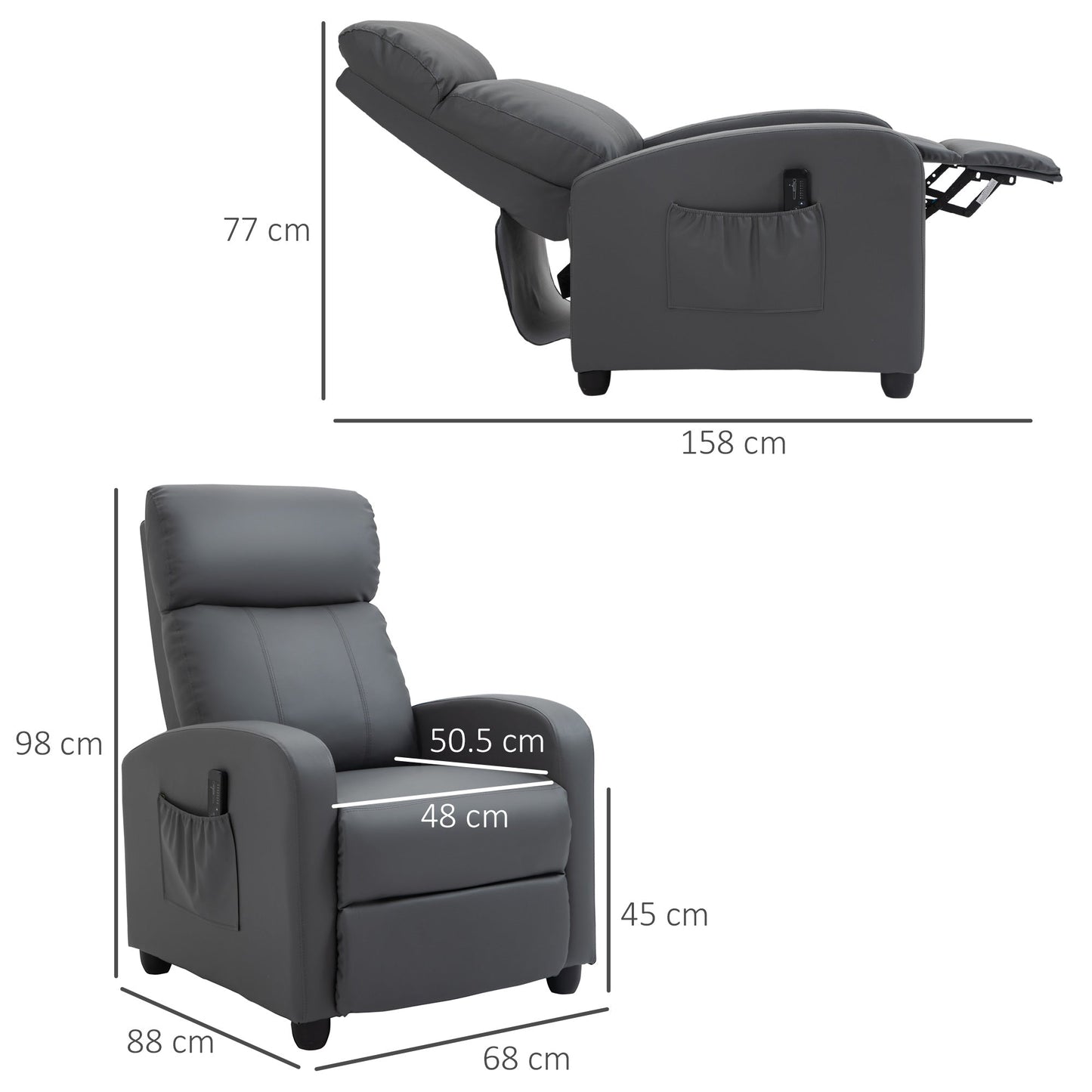 Recliner Sofa Chair PU Leather Massage Armcair w/ Remote Control