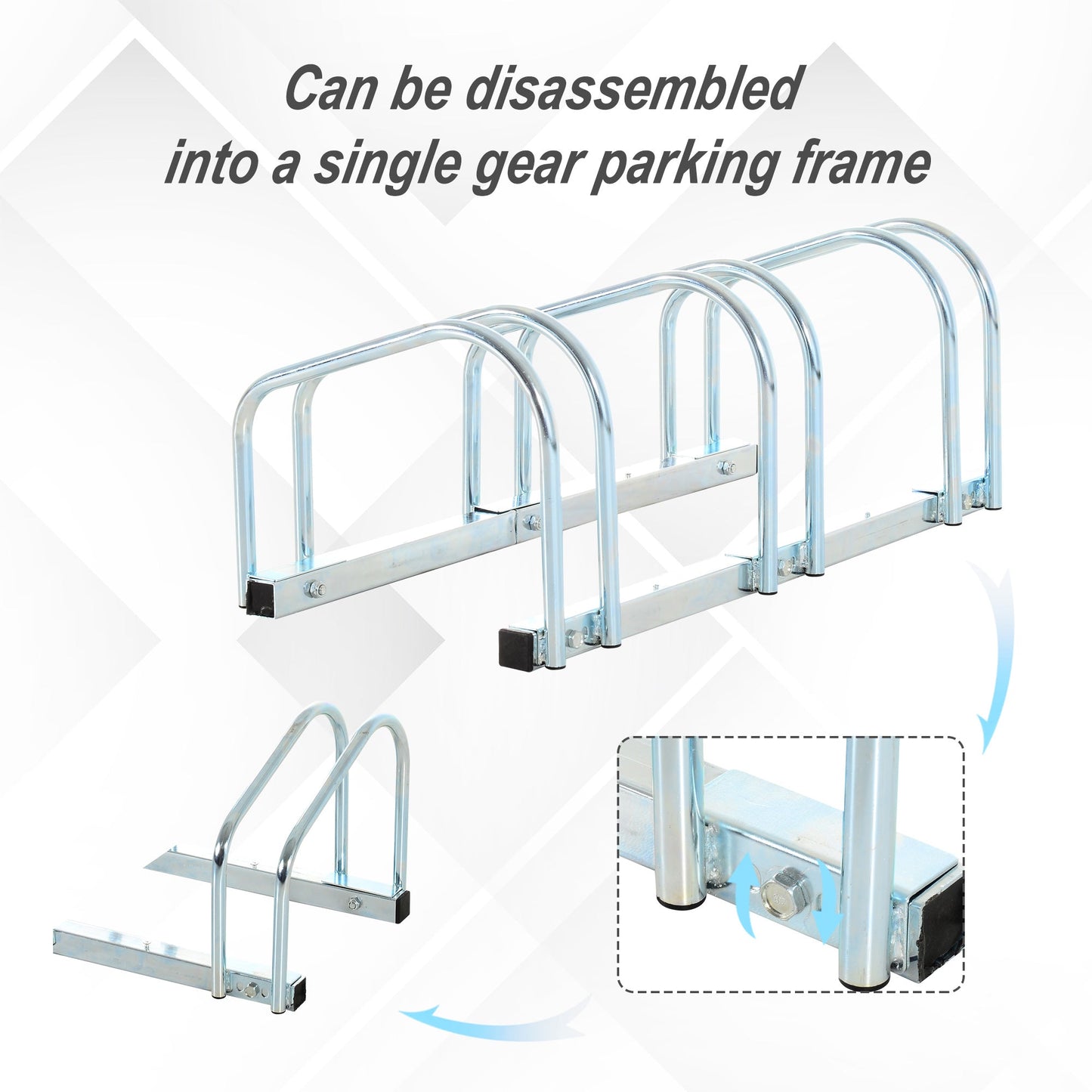 Homcom Bike Stand Parking Rack Floor or Wall Mount Bicycle Cycle Storage Locking Stand 76L x 33W x 27H (3 Racks