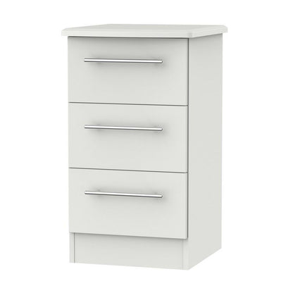 Swift Colby Slim Bedside Table Light Grey 3 Drawers