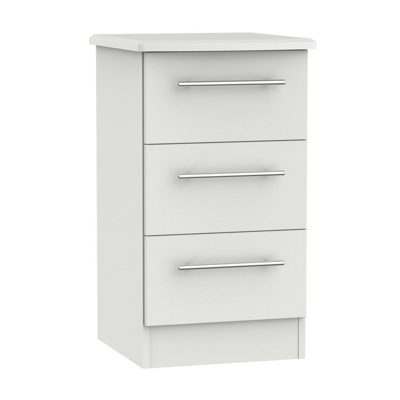 Swift Colby Slim Bedside Table Light Grey 3 Drawers