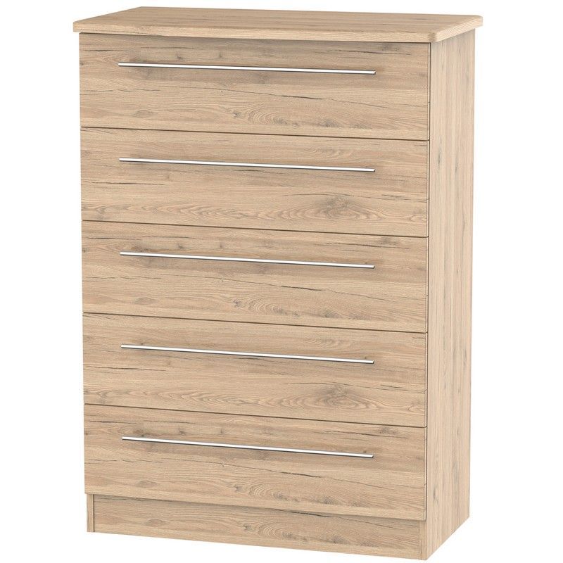 Swift Colby Tall Chest of Drawers Natural 5 Drawers